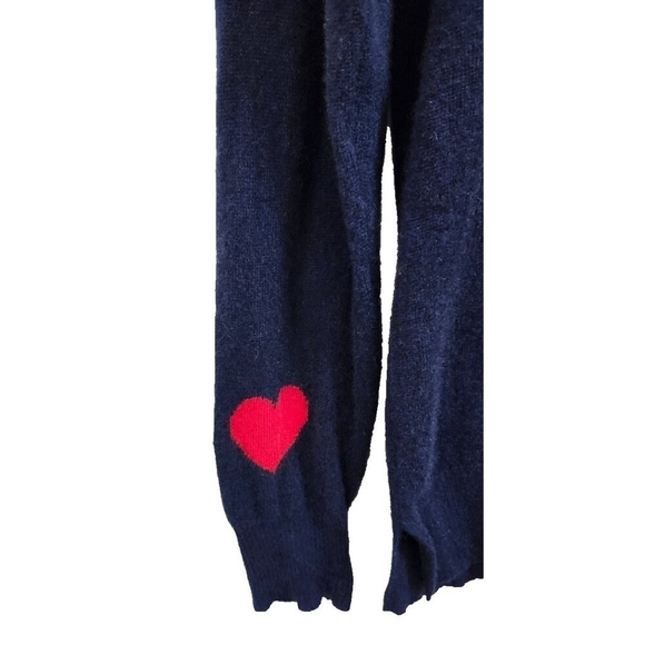 Charter Club 100% Cashmere LOVE Sweater Navy Blue XL Heart Sleeve Pullover Soft - Picture 6 of 12